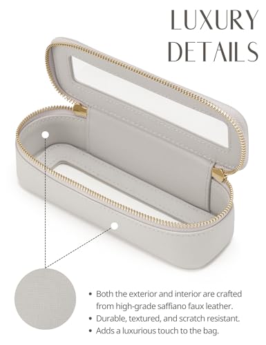 Popvibe Slim Makeup Brush Bag Travel Clear Toiletry Bag for Women Cute Make Up Bag for Traveling Cosmetic Bag Organizer Waterproof Tansparent Beauty Makeup Case Blue Gray - color: Beige Grey, style: Slim Sleek