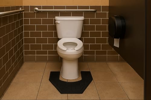 Guardian UPSAFETBLK 22" x 23" Toilet Restroom mat- Case of 12. Black Color. - color: Black, size: 22" x 23"