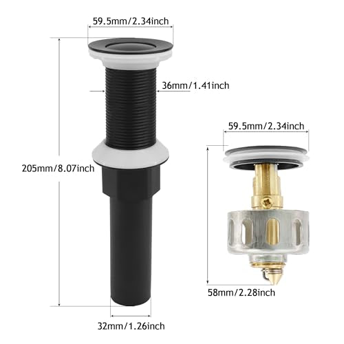Bathroom Sink Drain,2 Pack Matte Black Drain Stopper Without Overflow,Small Cap Pop Up Drain Assembly with Detachable Strainer Basket,Built-in Anti-Clogging, Stainless Steel Nut - color: 2 Pack-matte Black-small Cap, style: Without Overflow