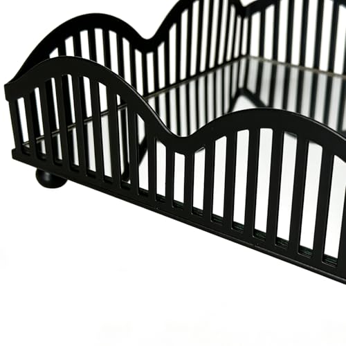 Black Metal Decorative Tray with Mirror Base - Square Multi-Purpose Tray for Bathroom, Living Room, Hallway and Kitchen (8.4"X5.8"X2") - size: 8.4" x 5.8" x 2"
