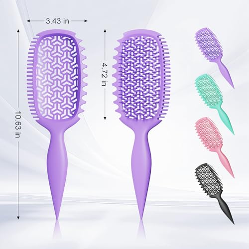 Curl Defining Brush for Thick Coily Hair, Firm-Bristle TPEE Detangling Brush for Coarse 4A–4C Curls, Dual-Sided Wide & Narrow Tooth Brush for Wet & Dry Curl Shaping– Women & Men (2054-Pale Lilac) - color: 2054-Pale Lilac