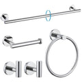 TURS Chrome 5 Piece Bathroom Hardware Set, SUS304 Stainless Steel 24 Inch Bath Towel Bar Set, Round Bathroom Accessories Kit Wall Mounted - color: Chrome