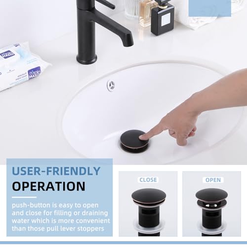 Angle Simple Bathroom Sink Drain with Overflow, Brass Pop Up Sink Stopper for Sink with 1.61 to 2 Inches Drain Hole, Oil-Rubbed Bronze - color: Oil-rubbed Bronze