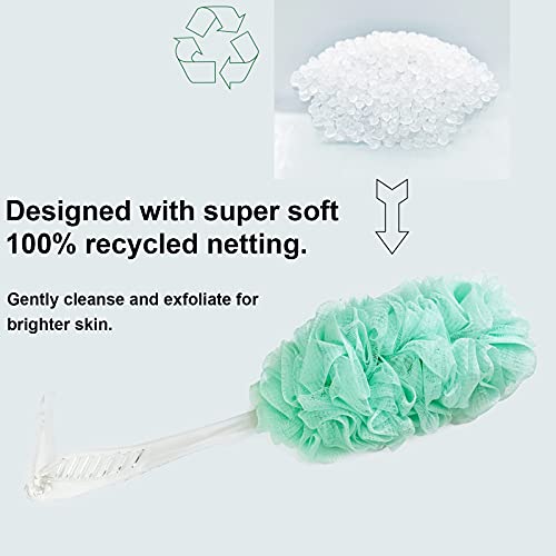 PPHAO - Bath Loofahs on a Stick for Men - Bath Brush Long Handle for Shower Elderly - Loofah Sponge for Women - Plastic Loofah - Bath Body Brush - Green Loofah - 2Pack - style: Green and Green
