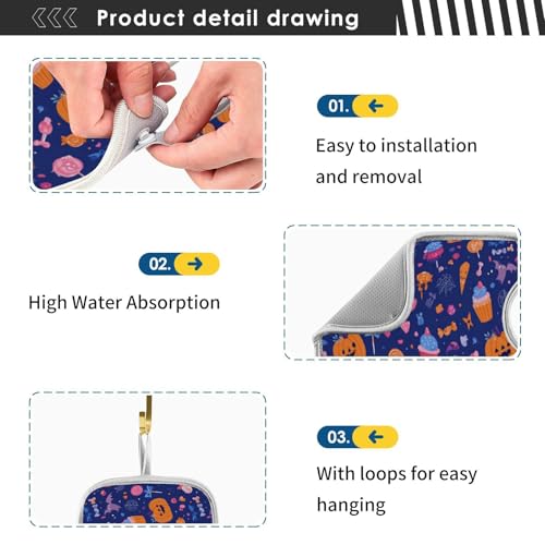 Candy Halloween Pumpkin Bat Sink Mat for Faucet Sink Splash Guard Faucet Handle Drip Catcher for Kitchen Bathroom Absorbent Microfiber Dish Drying Mat with 1 Hole 2pc - color: Candy Halloween Pumpkin Bat, size: 30x5.5in x2