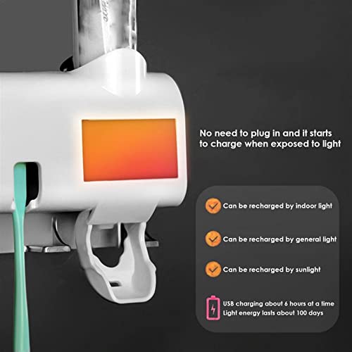 Tube Squeezing Aids， Automatic Toothpaste Dispenser Wall Mount Dust-Proof Toothbrush Holder Wall Mount Storage Rack Bathroom Accessories Set Squeezer (Color : White)