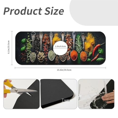 Faucet Fast Absorbent Pad - Vintage Spoon Assorted Spices And Herbs , Suitable For Kitchen, Bathroom, Island And Other Scenes - color: Vintage Spoon Assorted Spices and Herbs