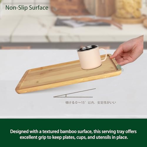 Bamboo Serving Tray, Food Tray for Eating and Serving Coffee, Tea, 15.8x11.8 Inch - size: 15.8" x 11.8" x 0.6"