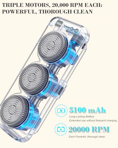 Electric Shower Brush for Body with 3 Motorized Brush Heads, Wall-Mounted Back Scrubber for Shower, Exfoliating Soft Bristles, Hands-Free Design, Easy to Install, for Men and Women - size: 19