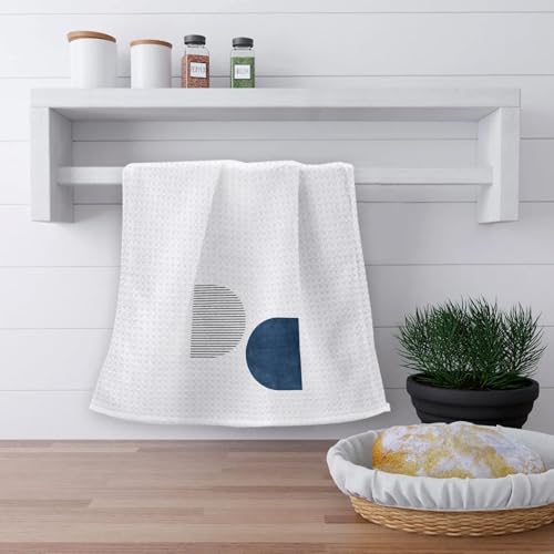 OHSUL Navy Blue Modern Abstract Minimalist Kitchen Towels Dish Towels Dishcloth, Mid Century Modern Decor Hand Tea Towel for Bathroom Kitchen Decor, 16x24 Inches Set of 2 - color: Color-05