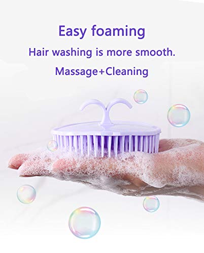 Aroveea Hair Scalp Brush Dandruff Cleaning Brush Shower Scalp Shampoo Brush Scalp Massager Pack of 4 (Orange and Violet) - color: Orange and Purple