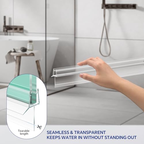 2-Pack Frameless Shower Door Bottom Seal (3/8" X 39") Clear Glass Seal Strip Shower Door Sweep - Stop Shower Leaks - size: 3/8"(10mm)-39"- Clear