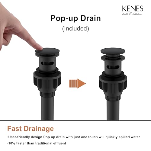 KENES Single Handle Bathroom Sink Faucet, Black and Gold Bathroom Faucets Single Hole, Vanity Faucet with Pop Up Drain and Supply Lines, Matte Black/Brushed Gold LJ-9031-BG - color: Black & Gold, size: Short
