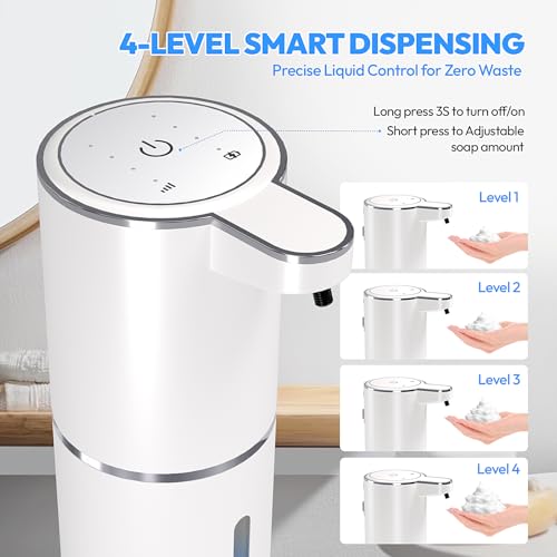 2 Pack Automatic Foaming Soap Dispenser,Touchless Foam Soap Dispenser,12.8oz Rechargeable Wall Mounted Smart for Bathroom and Kitchen Dish Soap,Easy for Toddlers(White) - color: White, size: Foam