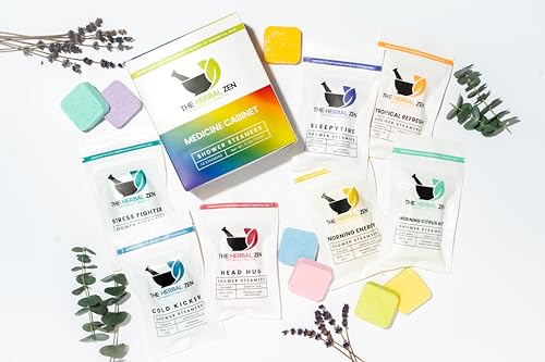 The Herbal Zen Shower Steamers Aromatherapy Tablets 14 Pack - 7 Pure Essential Oil Blends for Daily Relaxation and Wellness - Shower Bombs Gift Set for Women and Men - style: Variety Gift Box