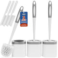 Holaloha Toilet Brush, 3 Pack Toilet Brush and Holder Set Bathroom Accessories, Toilet Bowl Brush and Holder with 3 Crevice Brush for Bathroom, Toilet Scrubber Brush (White) - color: White