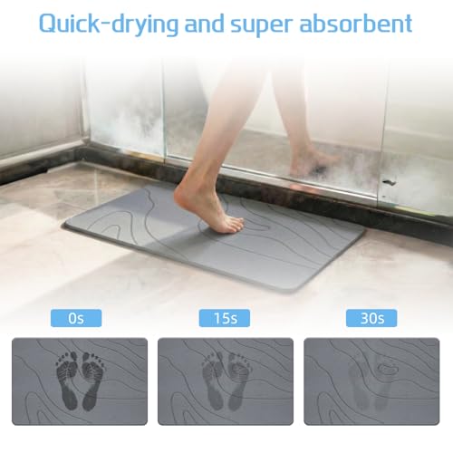 Stone Bath Mat, Diatomite Fast Drying Non Slip Stone Shower Mat, Super Absorbent for Bathroom & Kitchen, Multi-Use as Pet Mat, Easy to Clean 16"x24", Gray - color: Style 05-gray, size: 16"x24"
