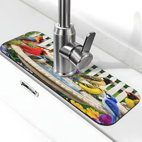 Bird Kitchen sink faucet pad, strong water absorption, anti slip, easy to clean, very suitable for splash and drip prevention, suitable for kitchens and bathrooms - color: Bird