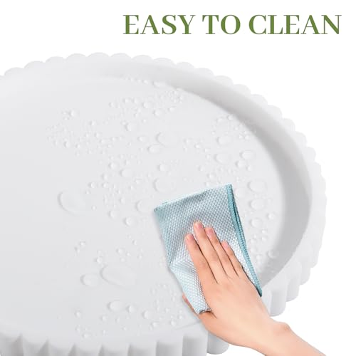 Round Bathroom Tray Silicone Kitchen Counter Decor Vanity Organizer Decorative Coffee Table Tray for Perfume, Candle, Soap Dish, 9 Inch, White - color: White, size: 9"