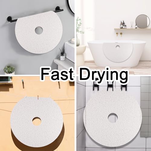 Shower Mat Non Slip, Round Shower Mat for Inside Shower, Non Slip Bathtub Mat, Fast Drying Bath Tub Mats, Loofah Mat for Shower Bathroom, Quick Drying, Resistant (White, 32 x 32 Inch) | Shower Mat for Inside Shower Non Slip Bathtub Mat, Soft Loofah Shower