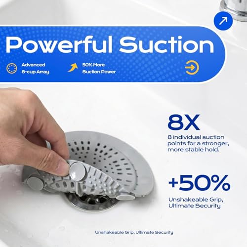 VLM 2 Pack Shower Drain Hair Catcher, Upgraded Drain Cover with Strong Suction Cups, Anti-Clog Hair Trap Stopper for Bathtub Shower Sink Laundry - color: Grey Classic Style