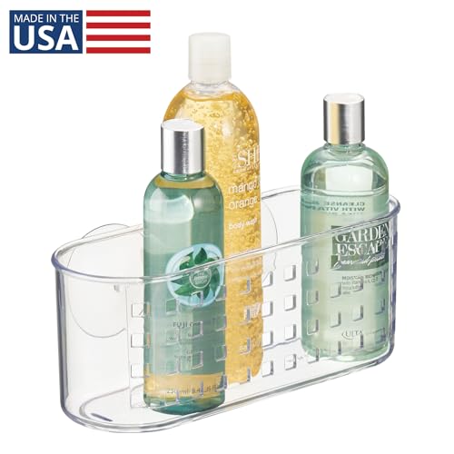 iDesign Hanging Suction Shower Caddy Basket, Clear | Bathroom Storage, Made in USA