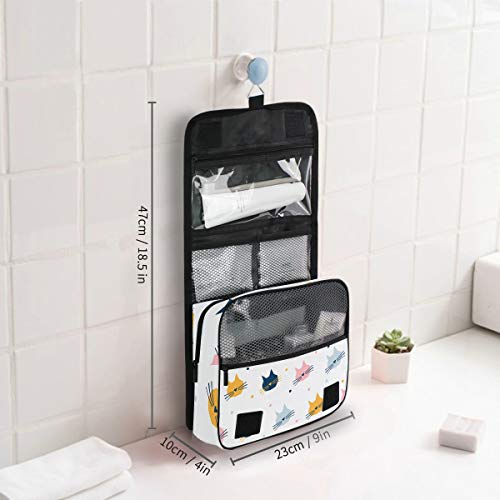 senya Hanging Travel Toiletry Bag Kit Makeup Case Cosmetics Organizer for Men Women - color: Childish Cat Graphic Cover