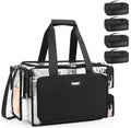 Relavel Clear Makeup Bag with 4 Small Pouches, Extra Large Makeup Artist Kit Set, Cosmetic Storage Organizer Transparent Tote Beach Toiletry Bag with Adjustable Dividers & Shoulder Strap - color: Clear with 4 Small Clear Bags