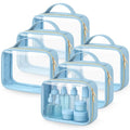 Abbylike 6 Pcs Clear Makeup Bags Bulk 7.9 x 5.9 x 2.4 Inches Quart Size Approved PU Leather Toiletry Bag with Handles Small PVC Clear Travel Cosmetic Case for Women Wedding Bridal Gifts(Blue) - color: Blue