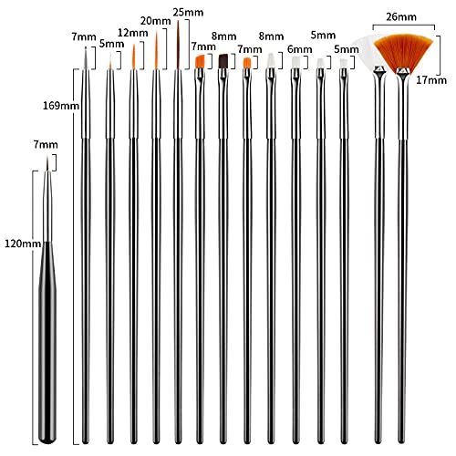 Artdone 31pcs Nail Art Brushes Tools Set Dotting Tools for Gel Polish | Dust Brush,Striping Brushes for Long Lines, Drawing Pen Design supply - color: 31Pcs