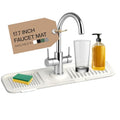 17 Inch Silicone Faucet Mat for Kitchen Sink Splash Guard & Draining Tray Sink Protector with Soap & Sponge Holder White (Purest Peak) - color: White, style: 17.7 Inch