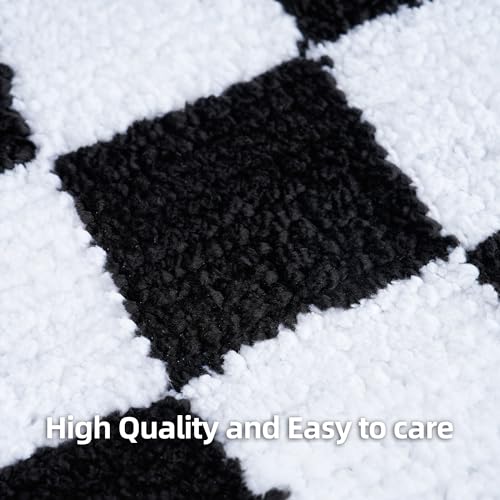 Bathroom Rugs Sets 3 Pieces Microfiber - Upgrade Non-Slip TPR Bottom- Quick Dry - Machine Wash for Bedroom, Tub, Living Room (Checkerboard) - color: Checkerboard