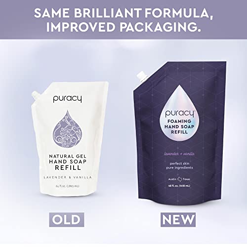 Puracy Foaming Hand Soap Refill - Plant-Powered Natural Hand Soap As Seen on TikTok, Non-Toxic, Sulfate-Free Liquid Soap, Moisturizing Foam Handwash Liquid (Lavender & Vanilla, 48 fl oz) (Pack of 2) - size: 48 Fl Oz (Pack of 2)