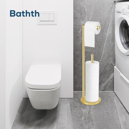 Toilet Paper Holder Stand,Toilet Paper Holder Free Standing,Gold Toilet Stand Holder for 4 Rolls,Toilet Paper Storage by Bathth - color: Gold