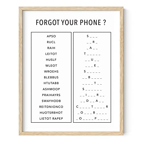 HAUS AND HUES Funny Bathroom Decor & Signs | Black and White Unscramble Wall Art, Beige Framed Guest Bathroom Humor Sign for Powder Room | 16"x20" - color: Unscramble, size: 16"L x 20"W, style: Beige Framed