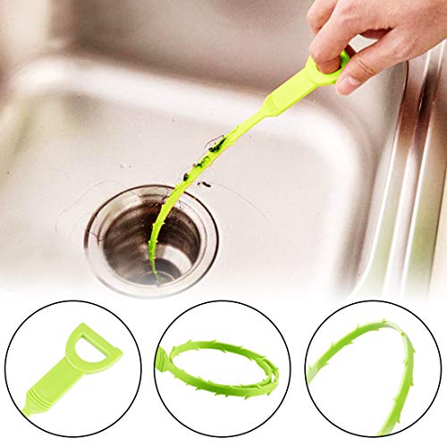 Drain Cleaner Tool, 6 Pack Hair Clog Remover for Sink, 24 Inch Tube Drain Cleaning Tool - style: Green 5pcs Sink Snake+Steel Claw