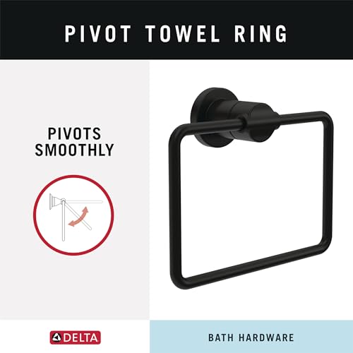 Delta 4-Piece Matte Black Bathroom Set Towel Rack, Ring, Toilet Paper Holder, Hook | Nicoli Bath Accessories - color: Matte Black