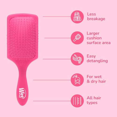 Wet Brush Paddle Detangler Hair Brush, Pink Frost - Ultra-Soft IntelliFlex Detangling Bristles with AquaVent Design - Spread Hair Treatments Evenly - Glides Through Tangles For All Hair Types - color: Pink Frost, size: 1 Count (Pack of 1)