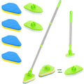Scrub Cleaning Brush with Long Handle 2 in 1 Extendable Bathroom Floor Brushes with 2 Stiff Bristles and 4 Sponge with Long Handle Detachable Tile Lightweight Cleaner for Bathtub Shower