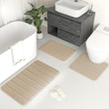 Bathroom Rugs Sets 3 Piece Memory Foam Bath Rugs,Non-Slip Bottom Bath Mat for Bathing,Showering,Machine Washable,Soft Toilet Mat,Beige - color: Beige