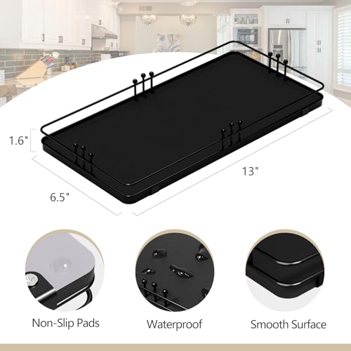 Toilet Paper Basket, Bathroom Basket for Counter Toiletries Towel Decor TP, Toilet Tank Tray, Guest Back of Toilet Organizer Storage, Vanity Tray for Perfume Makeup, Kitchen 13”x6.5” Black - color: Black + Black, size: 13" x 6.5" x 1.6"