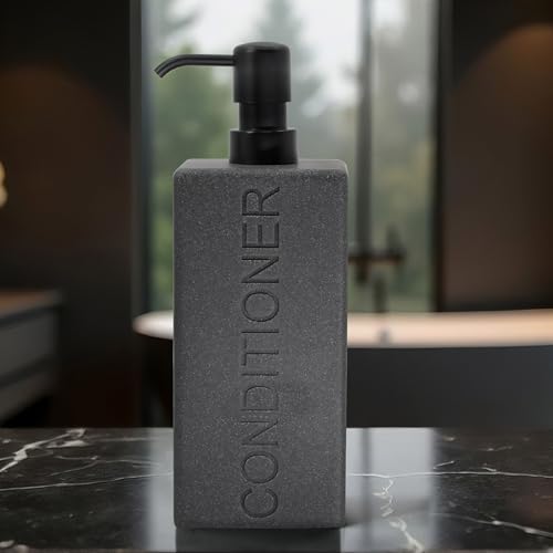 Rectangular Resin Dispenser Premium Bathroom Shampoo Conditioner Body Wash Bottle Modern Refillable Pump Design - color: Gray