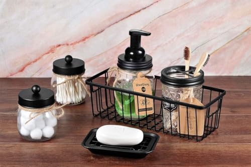 SheeChung Kitchen and Bathroom Soap Dish Tray - Metal Soap Dish Tray with Drainage Grid and Holder for Kitchen Sink Countertops to Store Soap, Sponges, Scrubbers - Rust Resistant (1 Pack, Black) - color: Black