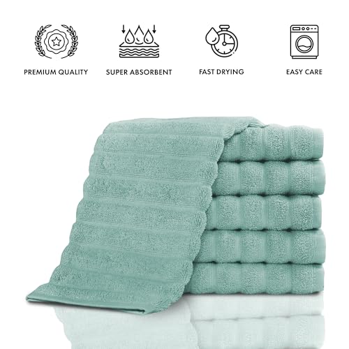 Classic Turkish Towels CTT Luxurious 100% Turkish Cotton Washcloths 6 Pack, Highly Absorbent & Quick Dry, Face Towels Wash Cloths for Hotel, Spa & Gym | 13"x13" (Spa Green) - color: Spa Green, size: 6-Piece Washcloth Set