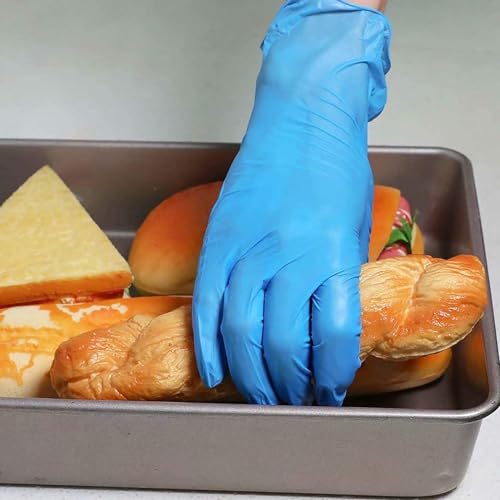 Disposable Gloves Medium, Nitrile and Vinyl Blend Material Gloves, Latex Free, 4 Mil,100 Pc. Food Grade Glove for Cleaning, Food Prep, Hair Dye, Tattoo, Blue - color: Blue, size: Medium-100pc