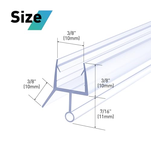 Shower Door Bottom Seal,2 PCS 3/8" X 36" Shower Door Sweep for 3/8 Inch Glass,Frameless Glass Door Seal Strip to Seal 11mm Gap,Stop Shower Leaks and Create a Water Barrier - size: For 3/8" Glass