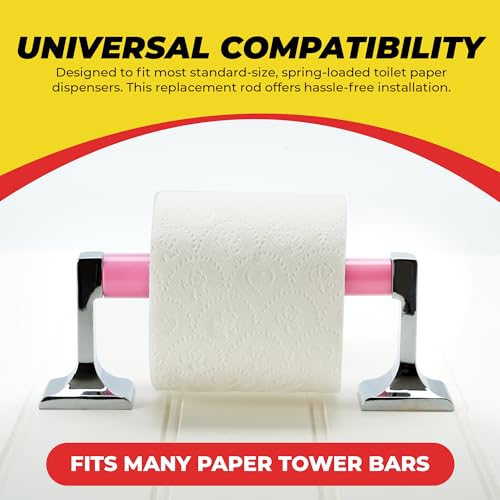 Qualihome Pink Universal Plastic Spring Loaded Toilet Paper Roll Holder Replacement Rod, Pink Toilet Paper Roll Replacement Rod - color: Pink