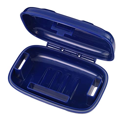 PORTINEER Carry-Dri MAX Bar Soap Holder Box Container - Case Vents Dries Bar And Doesn't Leak - Travel Dish For Home School Gym Travel Hiking - Patented Container Design - Blue