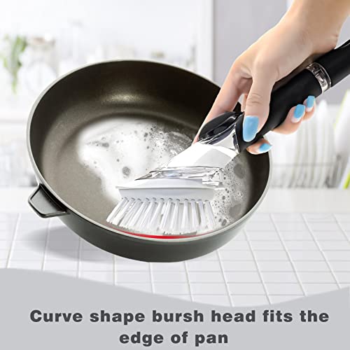 Brush Refills for RIMAY Dish Brush - 4 Pack Dish Brush Cleaning Soap Dispensing Head Replacement for Scrubber (White) - color: White