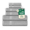 SALBAKOS 100% Turkish Cotton 6-Piece Towel Set | Premium Quality Hotel & Spa Collection | Soft, Super Absorbent 2 Washcloth, 2 Hand, 2 Bath Towel Sets | Made in Turkey (Silver, 6 Piece Towel Set) - color: Silver, size: 6 Piece Towel Set